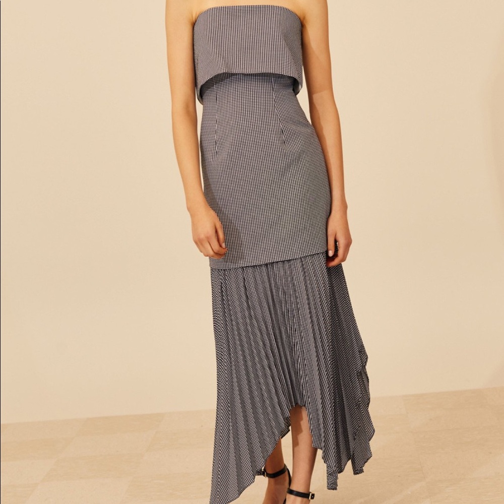 CAMEO black and white strapless and pleated dress